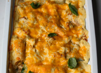 Lasagne met kaas, kip en spinazie